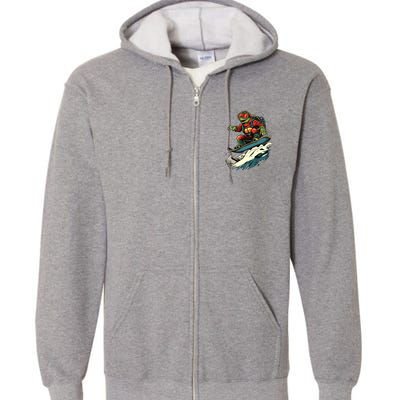 Turtle On A Snowboard Snowboarding Full Zip Hoodie