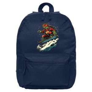 Turtle On A Snowboard Snowboarding 16 in Basic Backpack