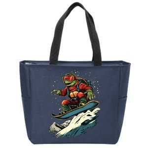 Turtle On A Snowboard Snowboarding Zip Tote Bag