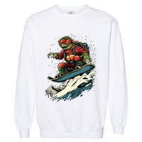 Turtle On A Snowboard Snowboarding Garment-Dyed Sweatshirt