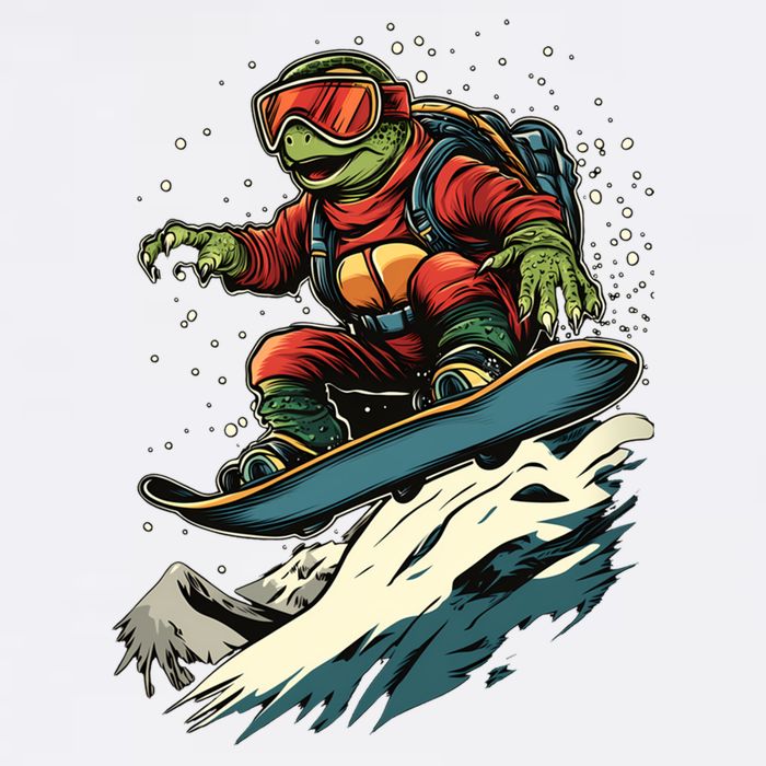 Turtle On A Snowboard Snowboarding Garment-Dyed Sweatshirt