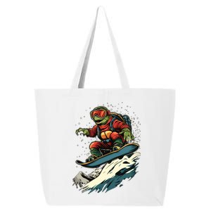 Turtle On A Snowboard Snowboarding 25L Jumbo Tote