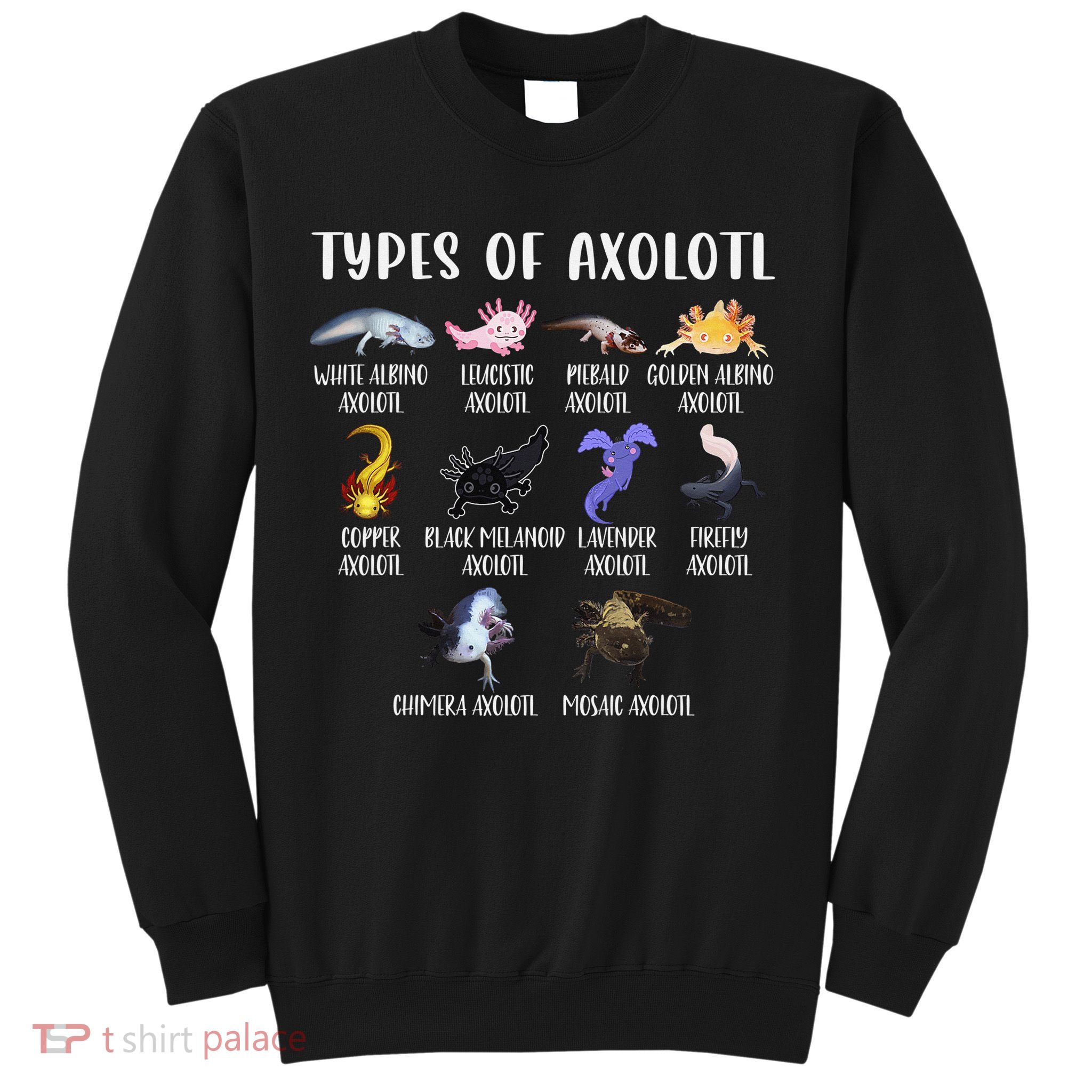 Types of Axolotl Shirt Cute Different Species of Axolotls  Sweatshirt