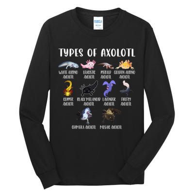 Types of Axolotl Shirt Cute Different Species of Axolotls  Tall Long Sleeve T-Shirt