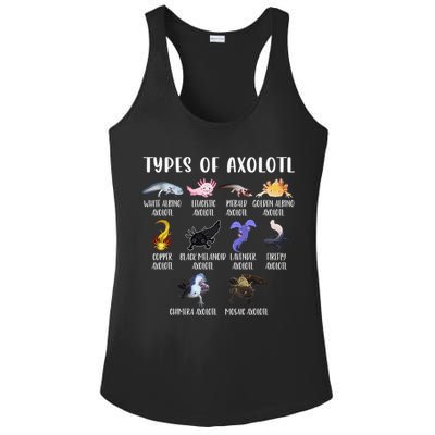 Types of Axolotl Shirt Cute Different Species of Axolotls  Ladies PosiCharge Competitor Racerback Tank