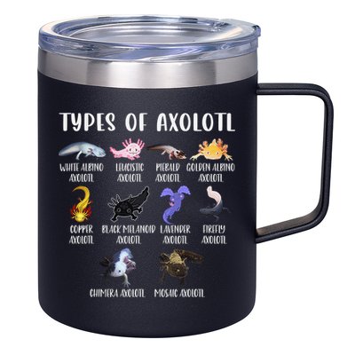Types of Axolotl Shirt Cute Different Species of Axolotls  12oz Stainless Steel Coffee Mug