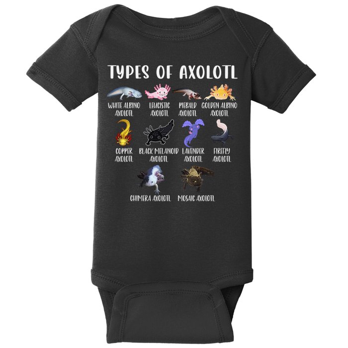 Types of Axolotl Shirt Cute Different Species of Axolotls  Baby Bodysuit
