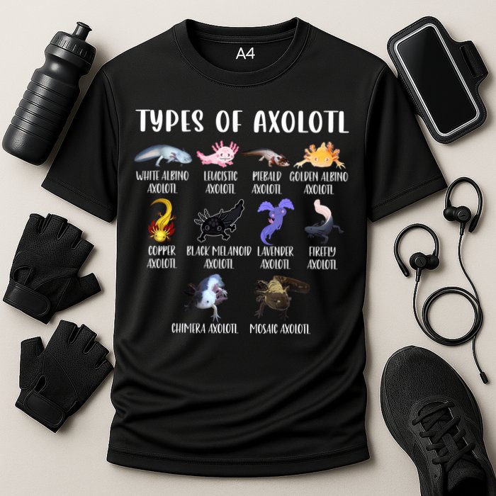 Types Of Axolotl Art Cute Different Species Of Axolotl Performance Shirt