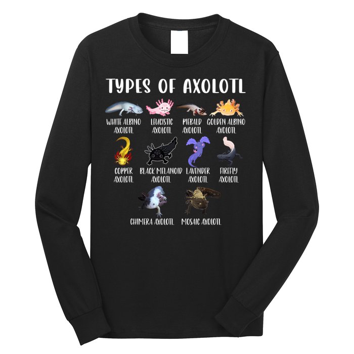 Types Of Axolotl Art Cute Different Species Of Axolotl Long Sleeve Shirt