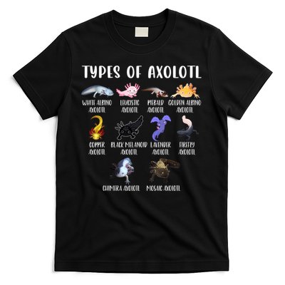 Types Of Axolotl Art Cute Different Species Of Axolotl T-Shirt