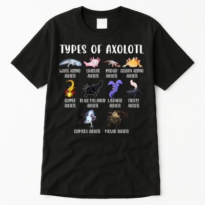 Types Of Axolotl Art Cute Different Species Of Axolotl Tall T-Shirt