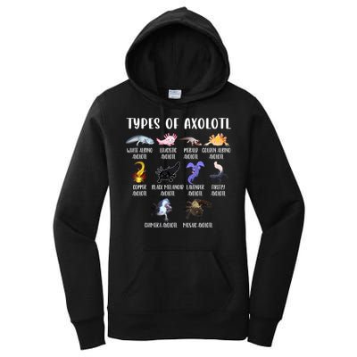 Types Of Axolotl Art Cute Different Species Of Axolotl Women's Pullover Hoodie