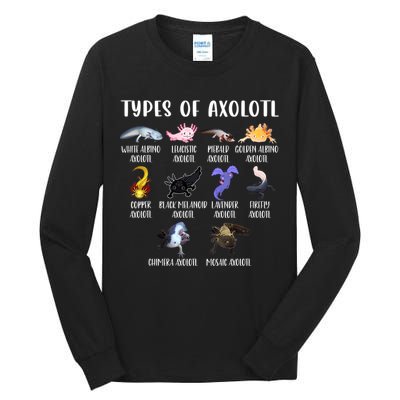 Types Of Axolotl Art Cute Different Species Of Axolotl Tall Long Sleeve T-Shirt