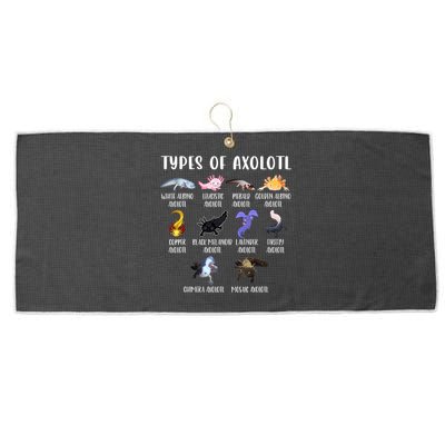 Types Of Axolotl Art Cute Different Species Of Axolotl Large Microfiber Waffle Golf Towel