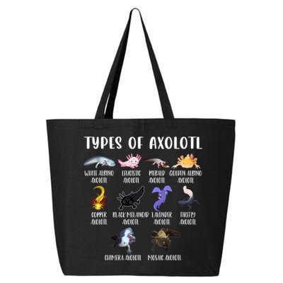 Types Of Axolotl Art Cute Different Species Of Axolotl 25L Jumbo Tote
