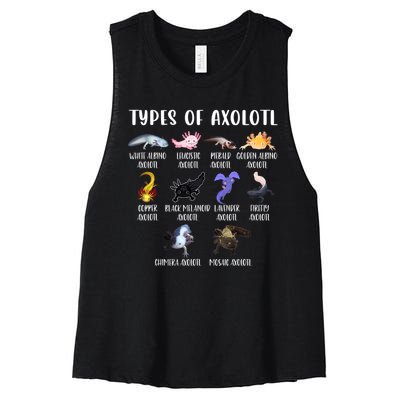 Types Of Axolotl Art Cute Different Species Of Axolotl Women's Racerback Cropped Tank