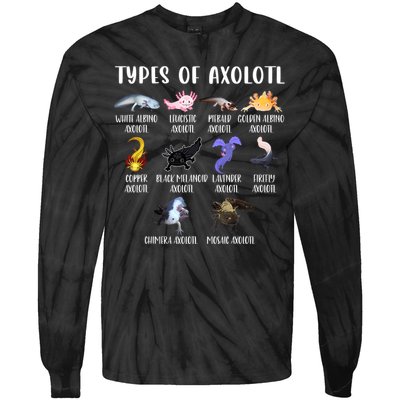 Types Of Axolotl Art Cute Different Species Of Axolotl Tie-Dye Long Sleeve Shirt