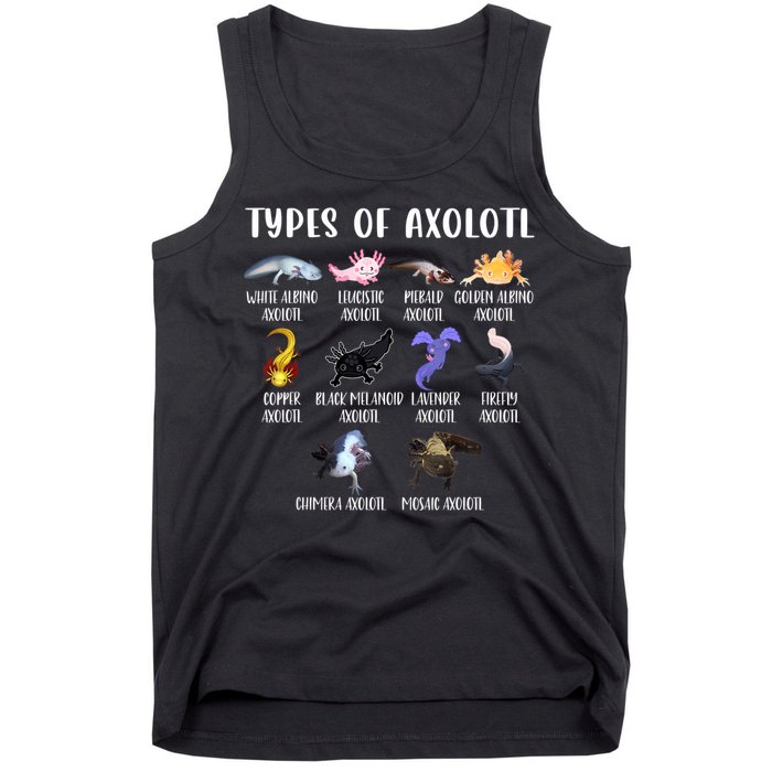 Types Of Axolotl Art Cute Different Species Of Axolotl Tank Top