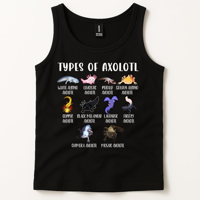 Types Of Axolotl Art Cute Different Species Of Axolotl Tank Top