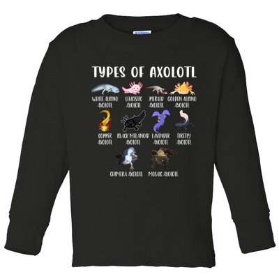 Types Of Axolotl Art Cute Different Species Of Axolotl Toddler Long Sleeve Shirt
