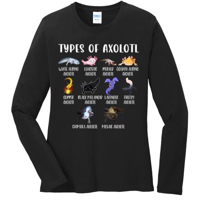 Types Of Axolotl Art Cute Different Species Of Axolotl Ladies Long Sleeve Shirt