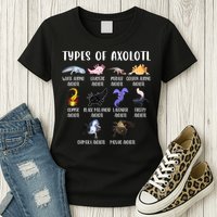 Types Of Axolotl Art Cute Different Species Of Axolotl Womens T-Shirt