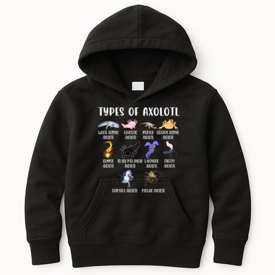 Types Of Axolotl Art Cute Different Species Of Axolotl Kids Hoodie