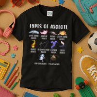 Types Of Axolotl Art Cute Different Species Of Axolotl Kids T-Shirt