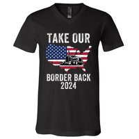 Take Our Border Back I Stand With Texas Truck Convoy 2024 V-Neck T-Shirt