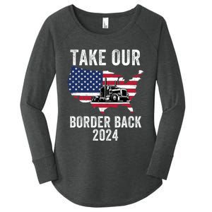 Take Our Border Back I Stand With Texas Truck Convoy 2024 Women's Perfect Tri Tunic Long Sleeve Shirt