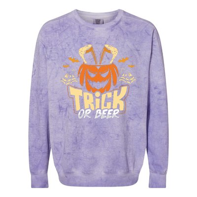 Trick Or Beer Funny Drinking Halloween Sweatshirt Colorblast Crewneck Sweatshirt