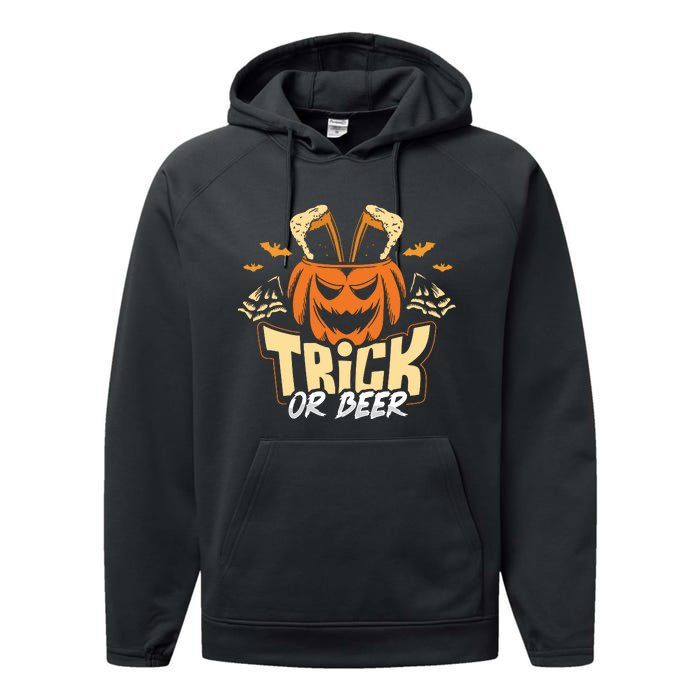 Trick Or Beer Funny Drinking Halloween Sweatshirt Performance Fleece Hoodie