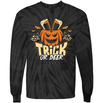 Trick Or Beer Funny Drinking Halloween Sweatshirt Tie-Dye Long Sleeve Shirt