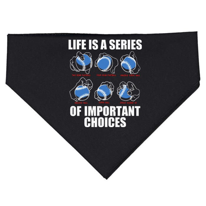 Types of Baseball Pitches Life Choices Pitcher Player Gift USA-Made Doggie Bandana