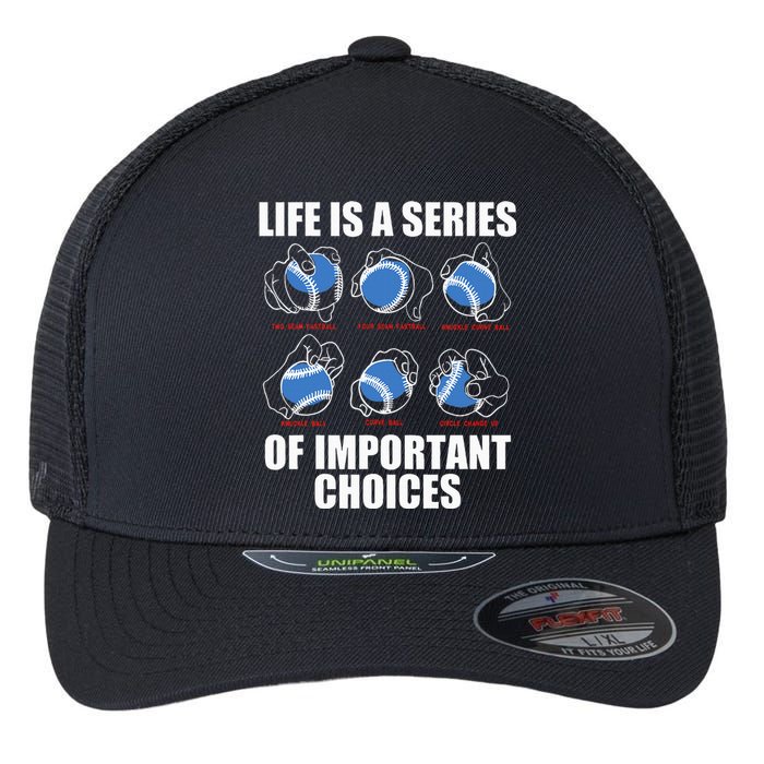 Types of Baseball Pitches Life Choices Pitcher Player Gift Flexfit Unipanel Trucker Cap