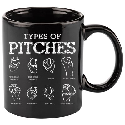 Types of Baseball Pitches Life Choices Pitcher Player 11oz C Handle Ceramic Mug