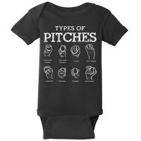 Types of Baseball Pitches Life Choices Pitcher Player Baby Bodysuit