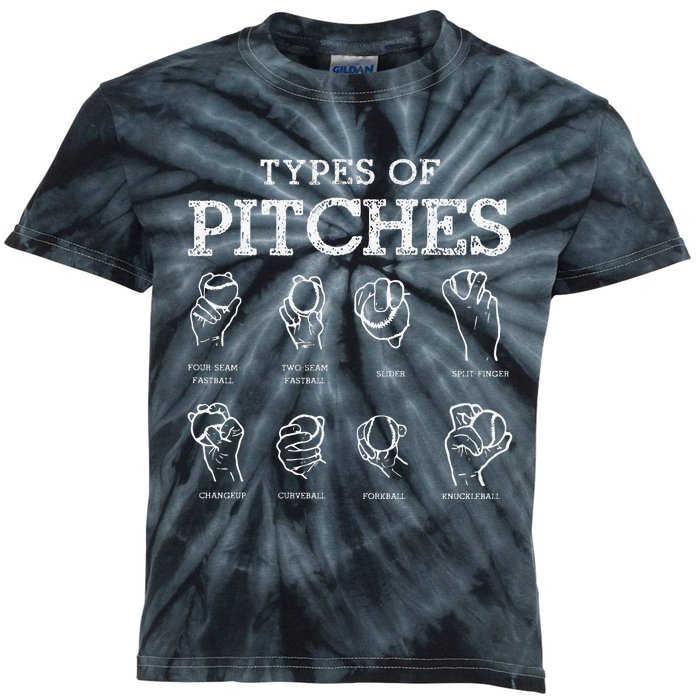 Types of Baseball Pitches Life Choices Pitcher Player Kids Tie-Dye T-Shirt