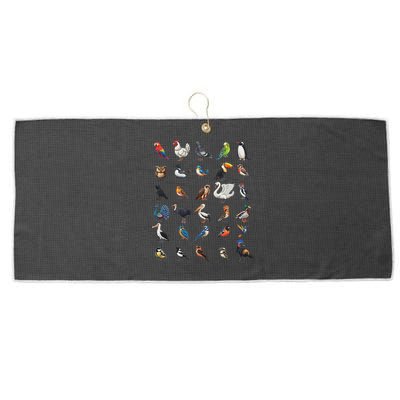 Types Of Birds Educational Large Microfiber Waffle Golf Towel