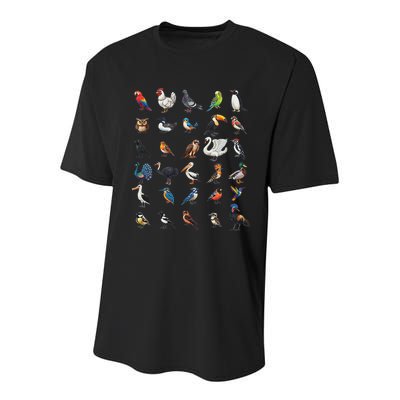 Types Of Birds Educational Youth Performance Sprint T-Shirt