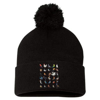 Types Of Birds Educational Pom Pom 12in Knit Beanie