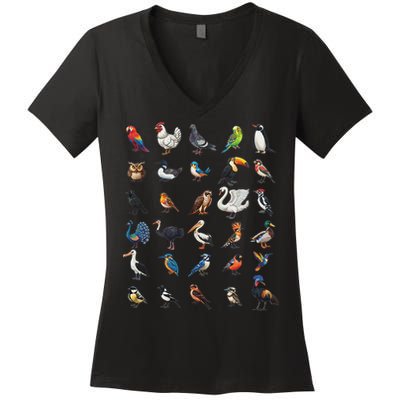Types Of Birds Educational Women's V-Neck T-Shirt