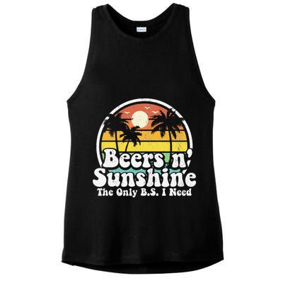 The Only BS I Need Is Beers and Sunshine Retro Beach Gift Ladies PosiCharge Tri-Blend Wicking Tank