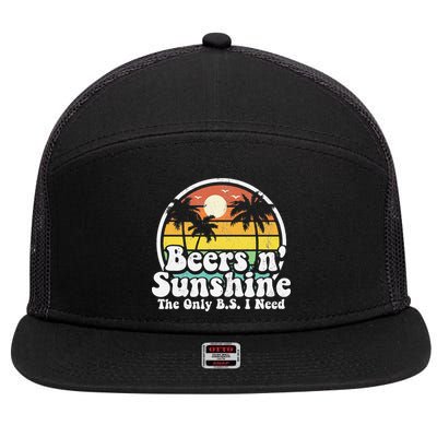 The Only BS I Need Is Beers and Sunshine Retro Beach Gift 7 Panel Mesh Trucker Snapback Hat