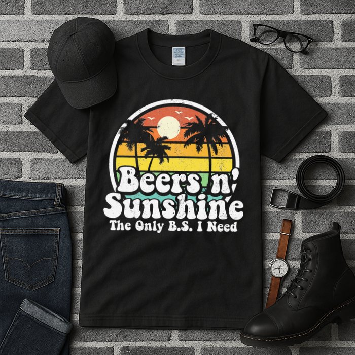 The Only BS I Need Is Beers and Sunshine Retro Beach Gift Tall T-Shirt