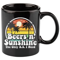The Only BS I Need Is Beers and Sunshine Retro Beach Gift 11oz C Handle Ceramic Mug