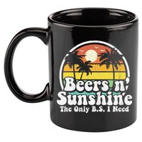 The Only BS I Need Is Beers and Sunshine Retro Beach Gift 11oz C Handle Ceramic Mug