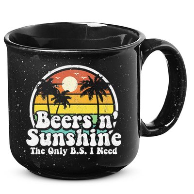 The Only BS I Need Is Beers and Sunshine Retro Beach Gift 15oz Campfire Ceramic Mug