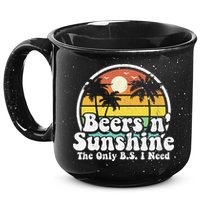 The Only BS I Need Is Beers and Sunshine Retro Beach Gift 15oz Campfire Ceramic Mug