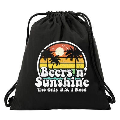 The Only BS I Need Is Beers and Sunshine Retro Beach Gift Drawstring Bag